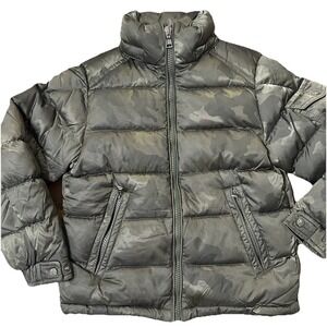 Moncler Maya Giubbotto Green Camo Coat Boys 6 Green Zip Up Down Feather Jacket